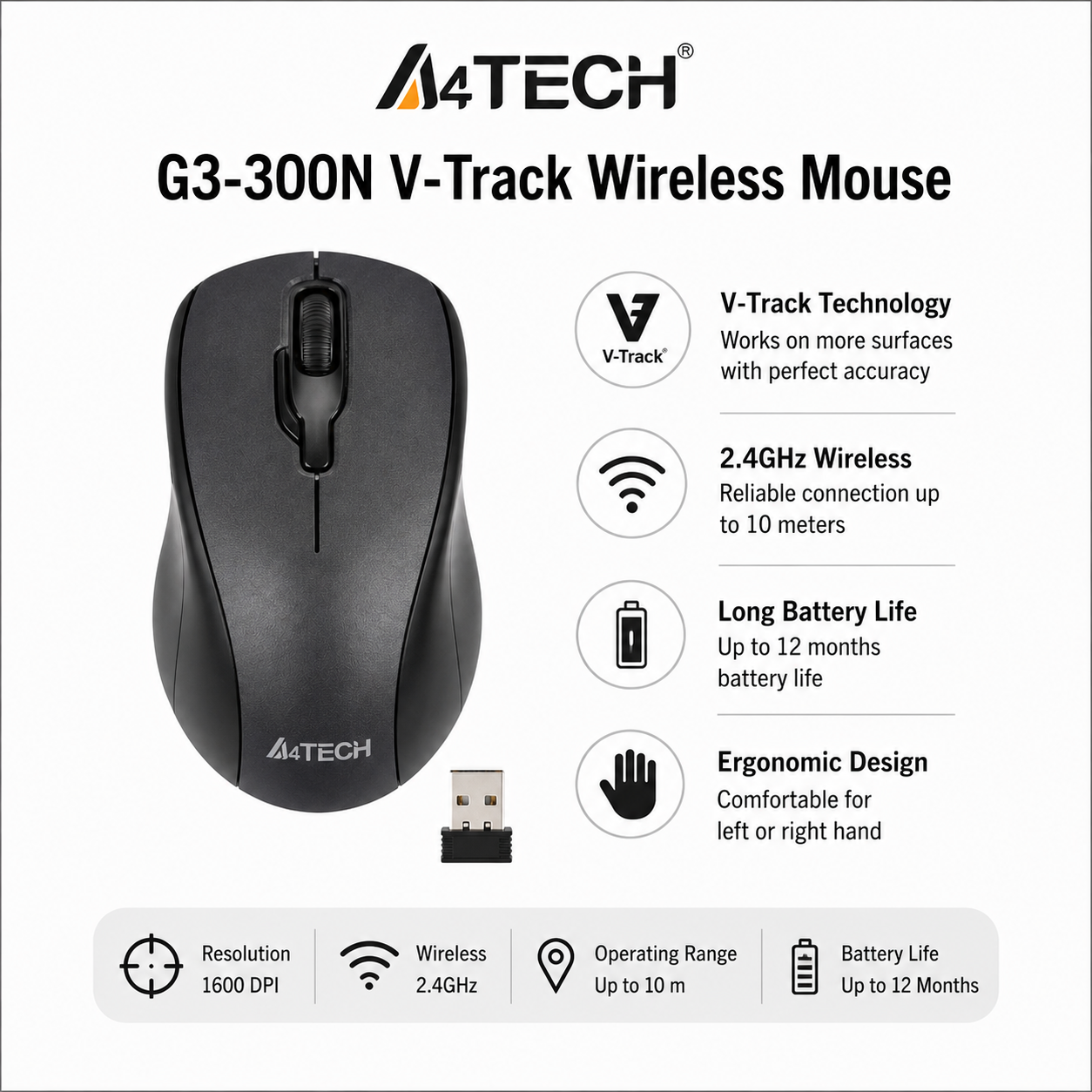 A4tech G3-300N V-Track Wireless Mouse (G3-300N)