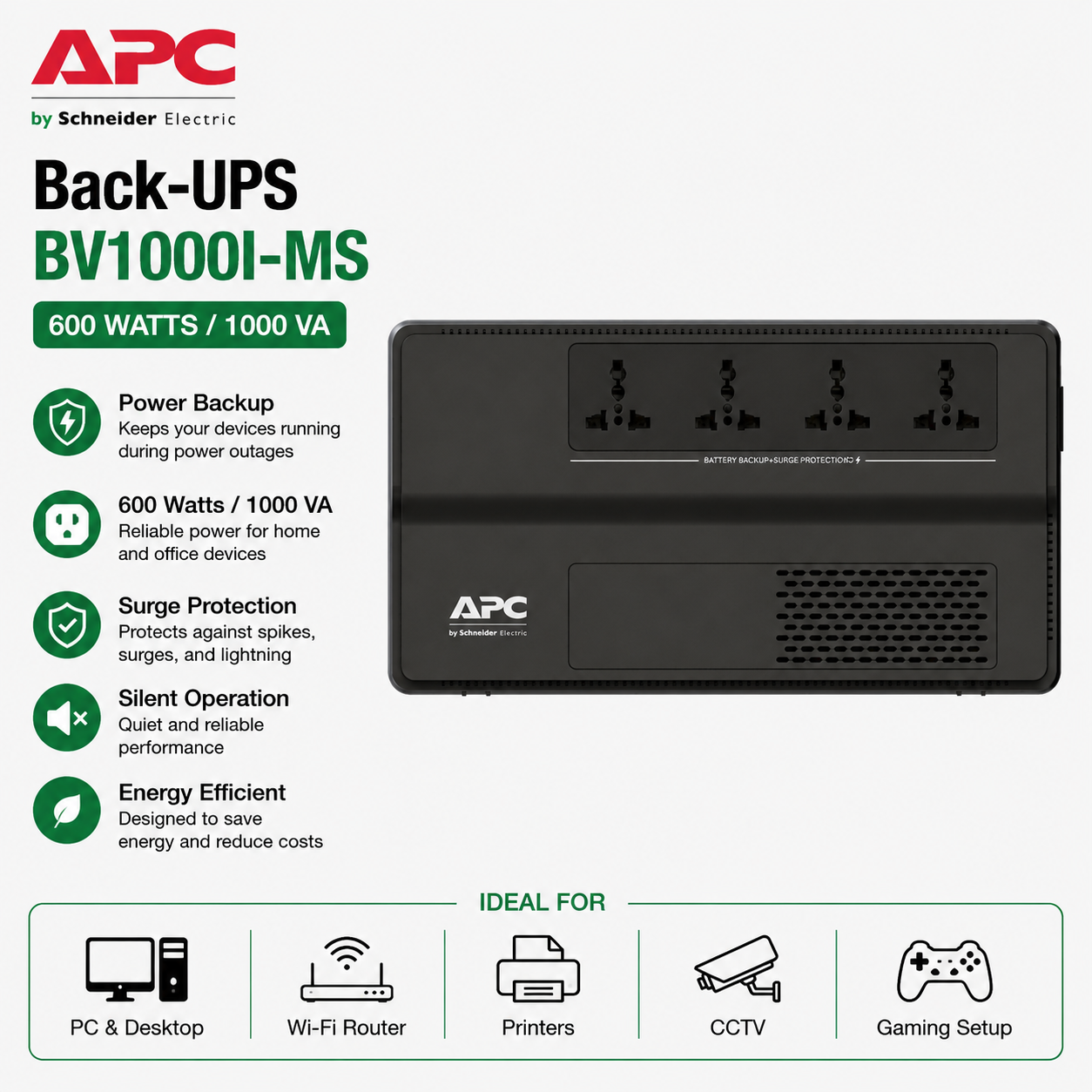 APC Back-UPS BV1000I-MS 600WATTS/1000VA (BV1000I-MS)