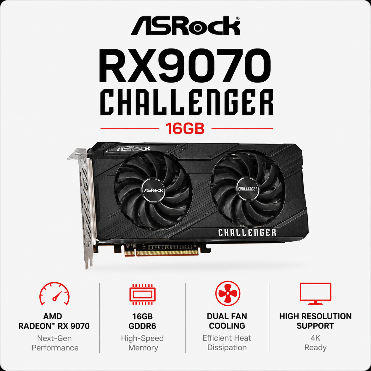 ASROCK RX9070 CHALLENGER 16GB (RX9070 CL 16G)