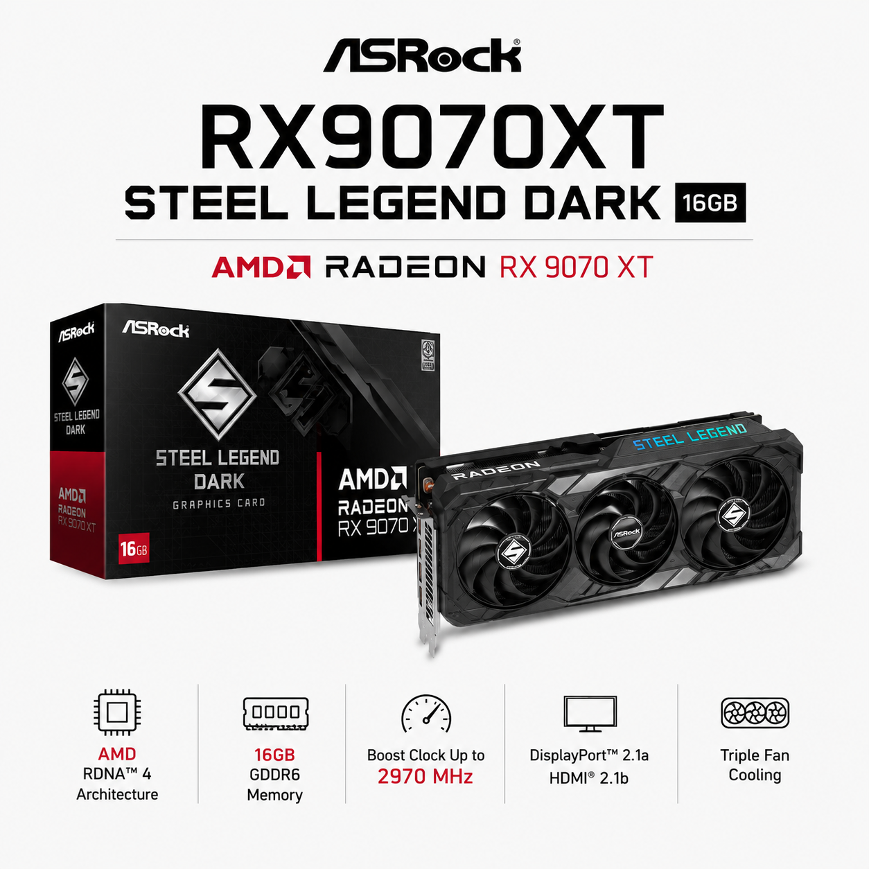 ASROCK RX9070XT STEEL LEGEND DARK 16GB (RX9070XT SLD 16G)