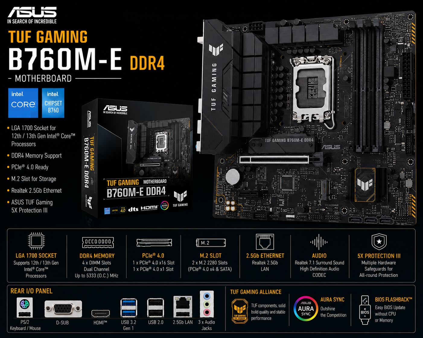 ASUS TUF GAMING B760M-E DDR4 (TUF-GAMING-B760M-E-D4)