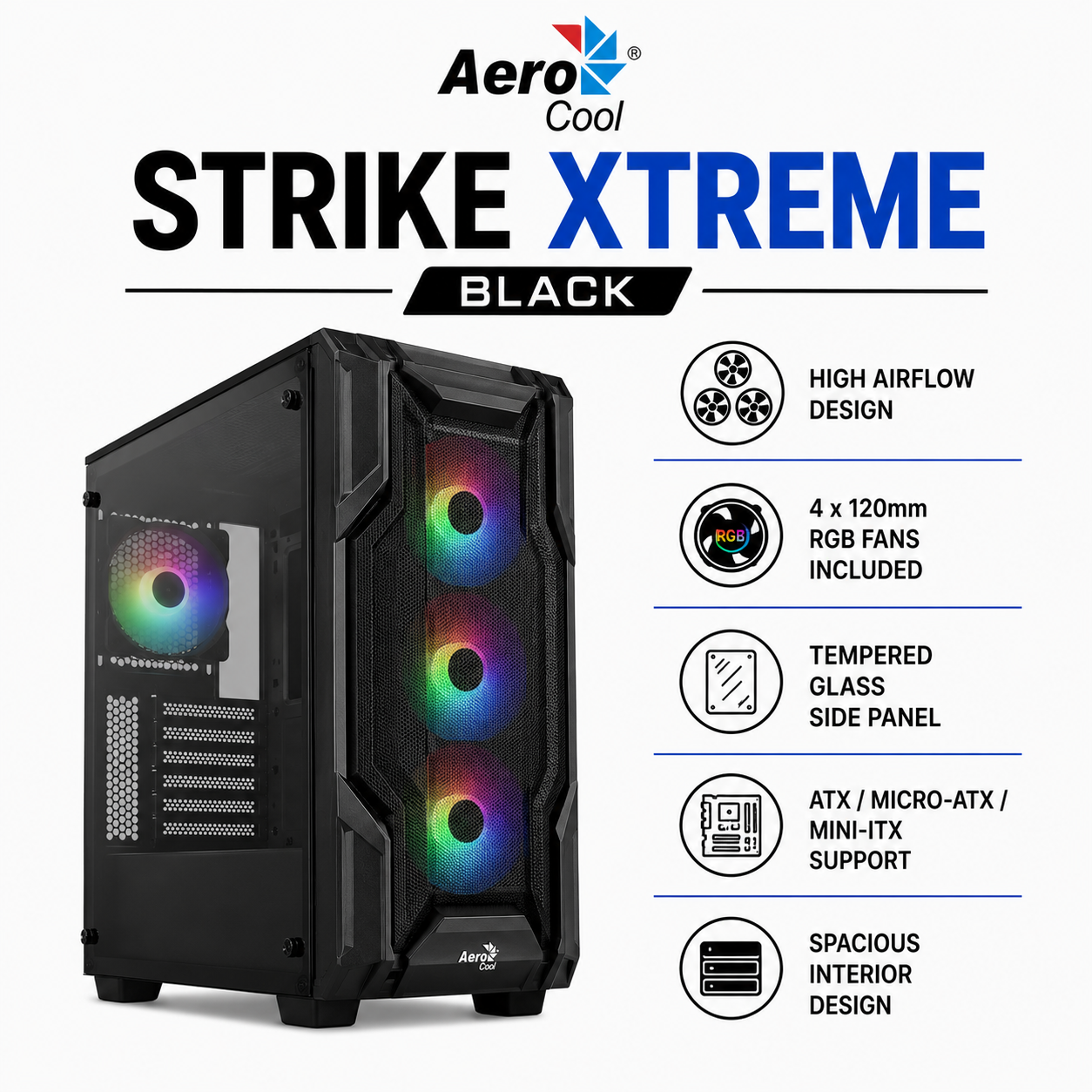 Aerocool STRIKE XTREME BLACK (AEROCOOL-STRIKE-XTREME-BLACK)