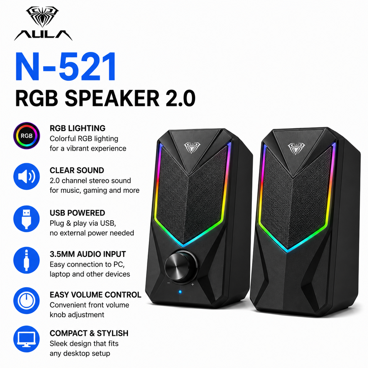 Aula N-521 RGB Speaker 2.0 (N-521)