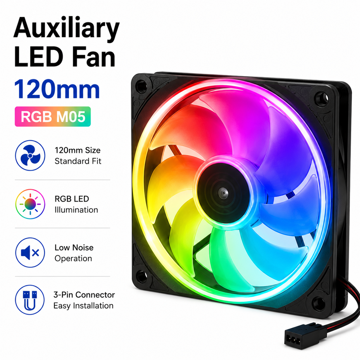 Auxiliary LED Fan 120mm RGB M05 (M05)