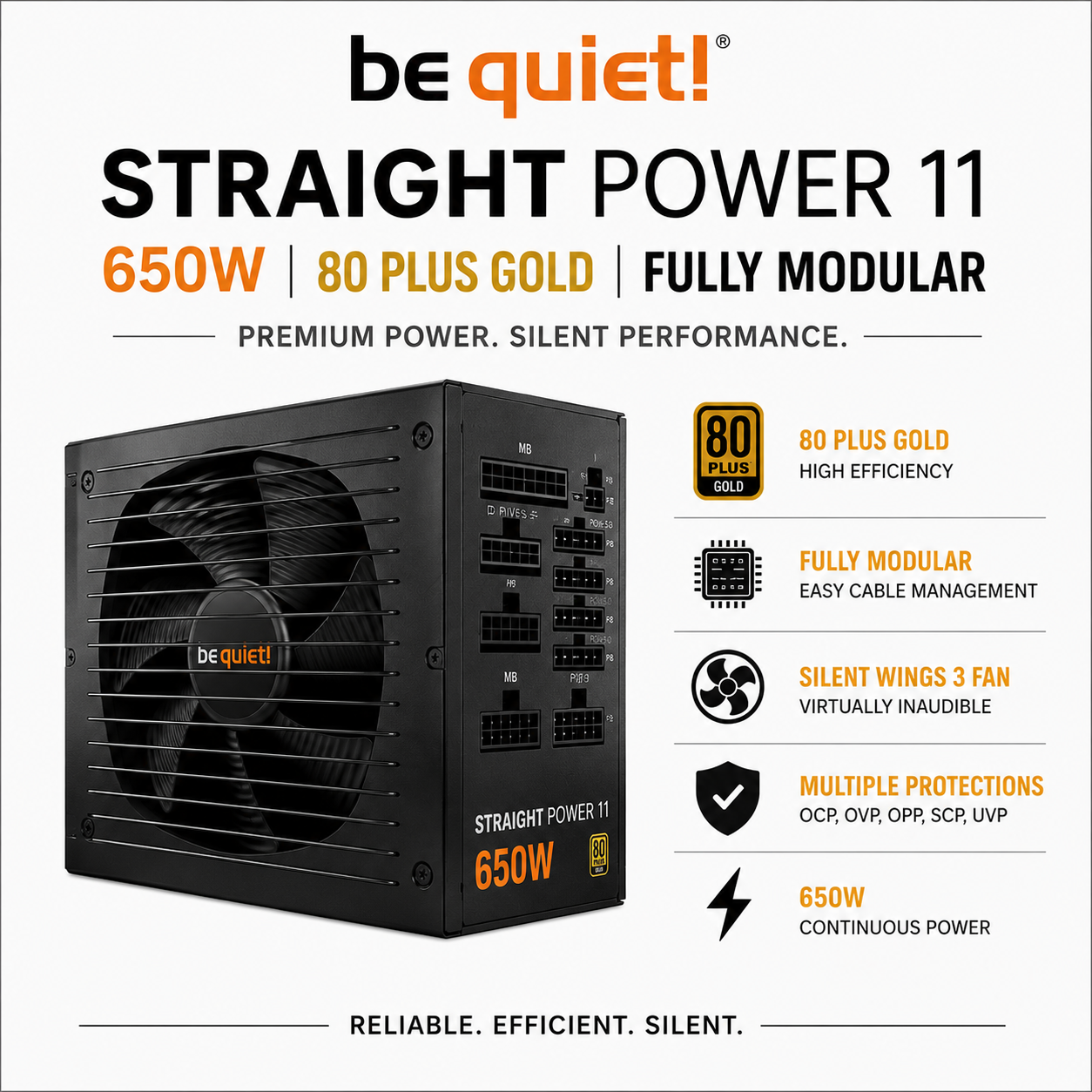 Be Quiet! Straight Power 11 - 650W 80 Plus Gold Fully Modular (BN282)