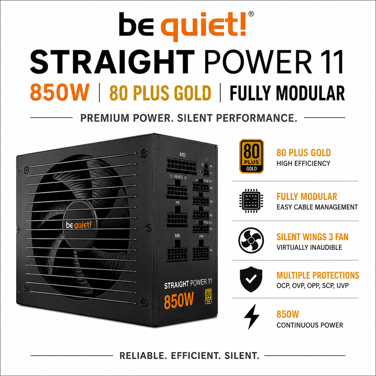 Be Quiet! Straight Power 11 - 850W 80 Plus Gold Fully Modular (BN284)