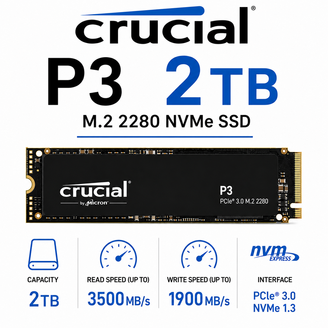Crucial P3 2TB M.2 2280 NVMe SSD (CT4000P3SSD8)