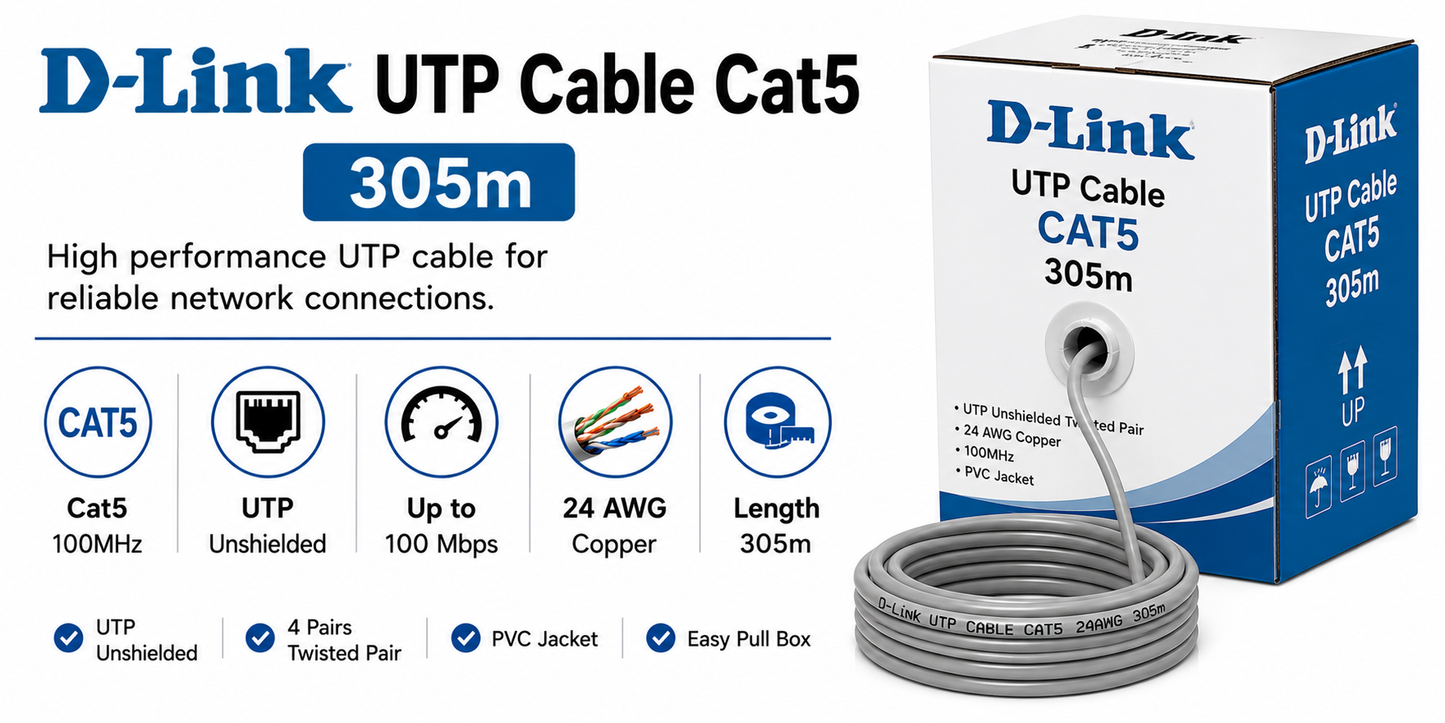 D-Link UTP Cable Cat5 305m (NCB-C6UBLUR-305)