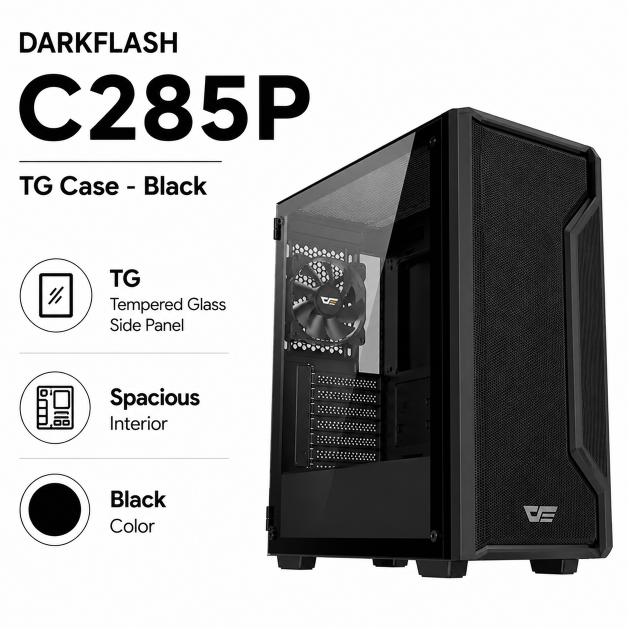 DARKFLASH C285P TG Case Black (C285P-WH)