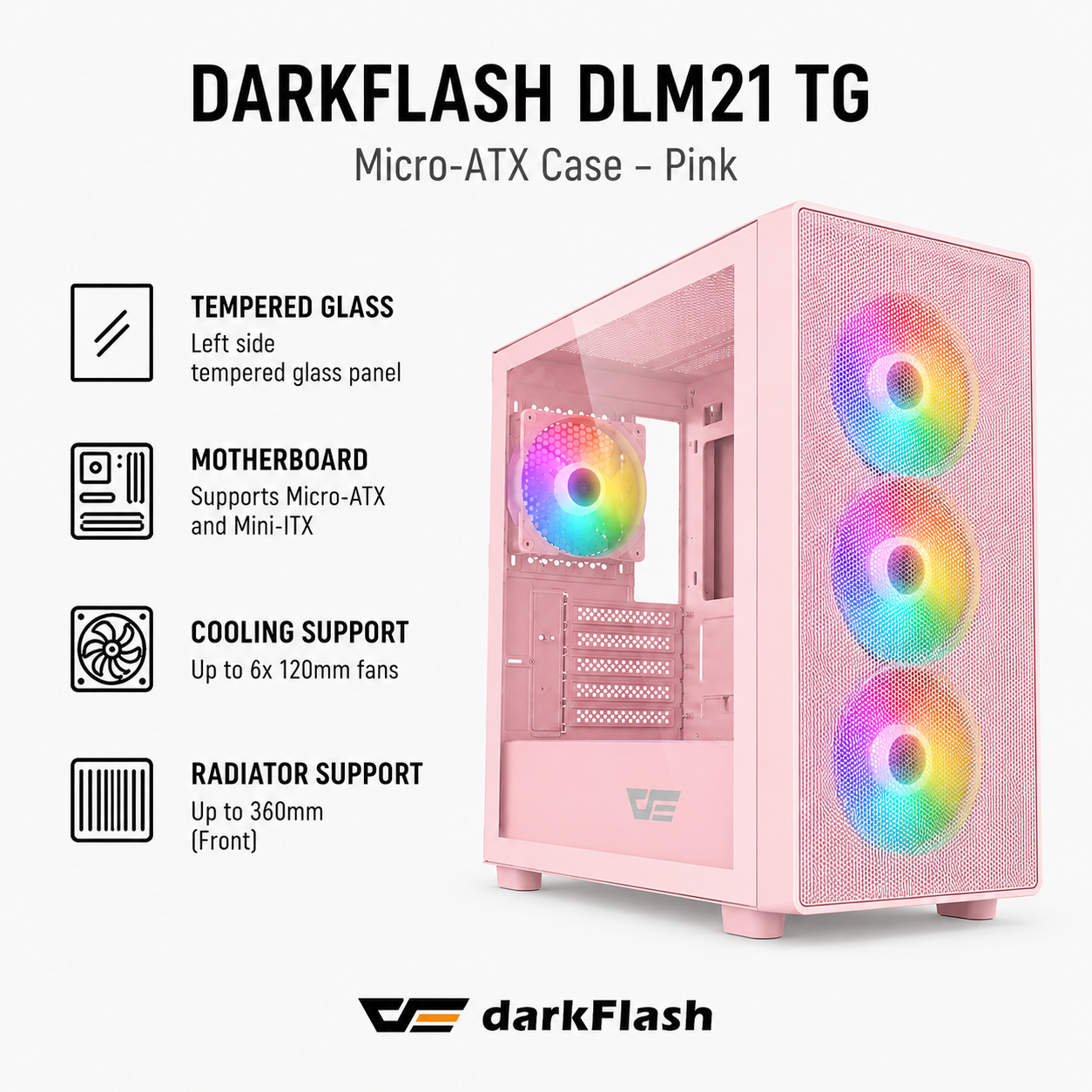 DARKFLASH DLM21 TG Case - pink (DLM21-WH)