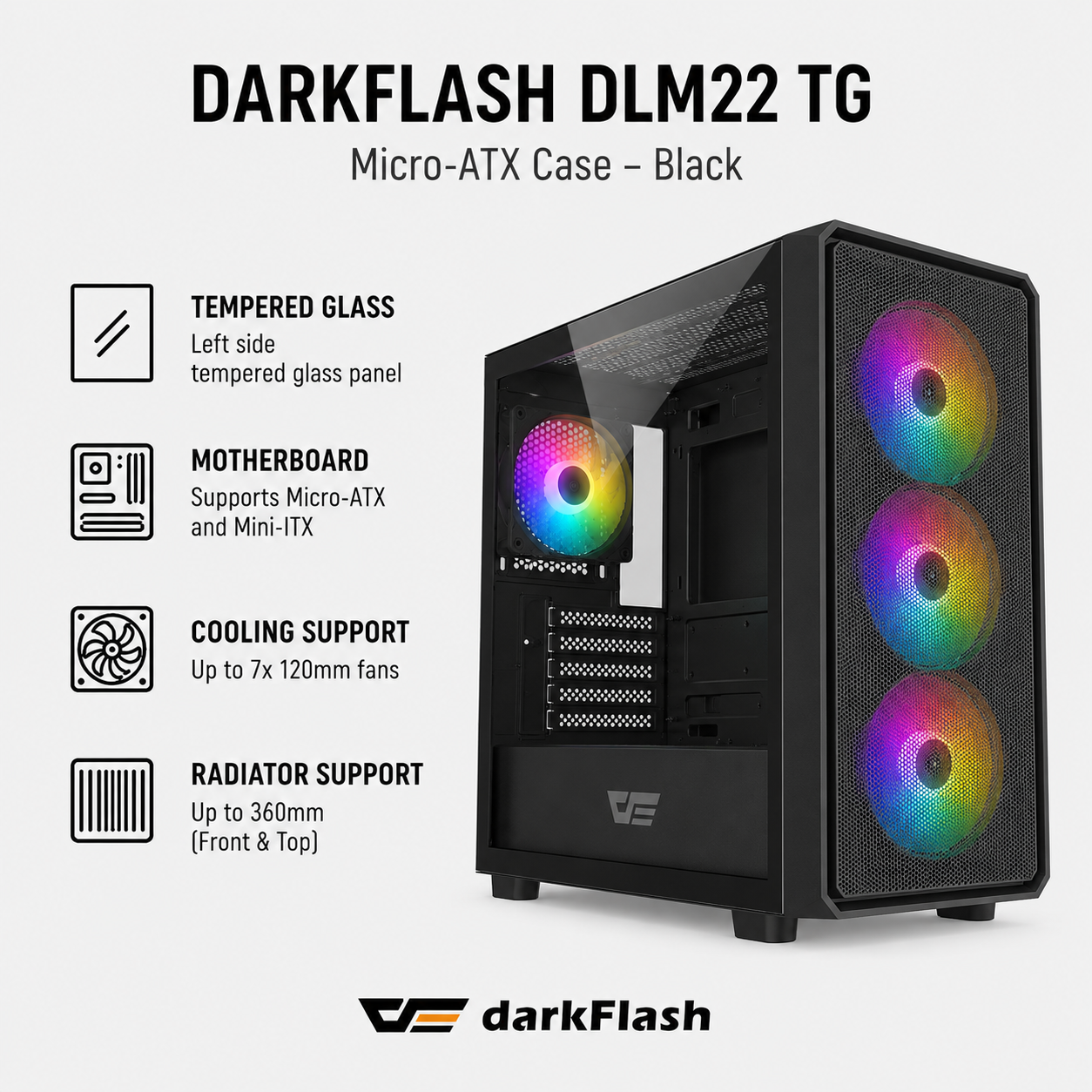 DARKFLASH DLM22 TG Case - black (DLM22-WH)