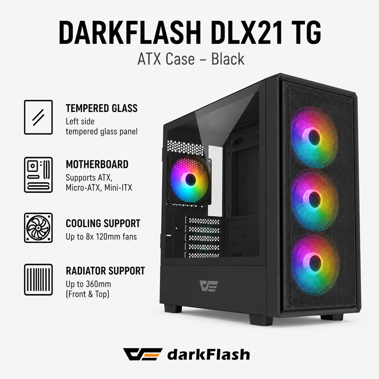 DARKFLASH DLX21 TG Case - black (DLX21-WH)