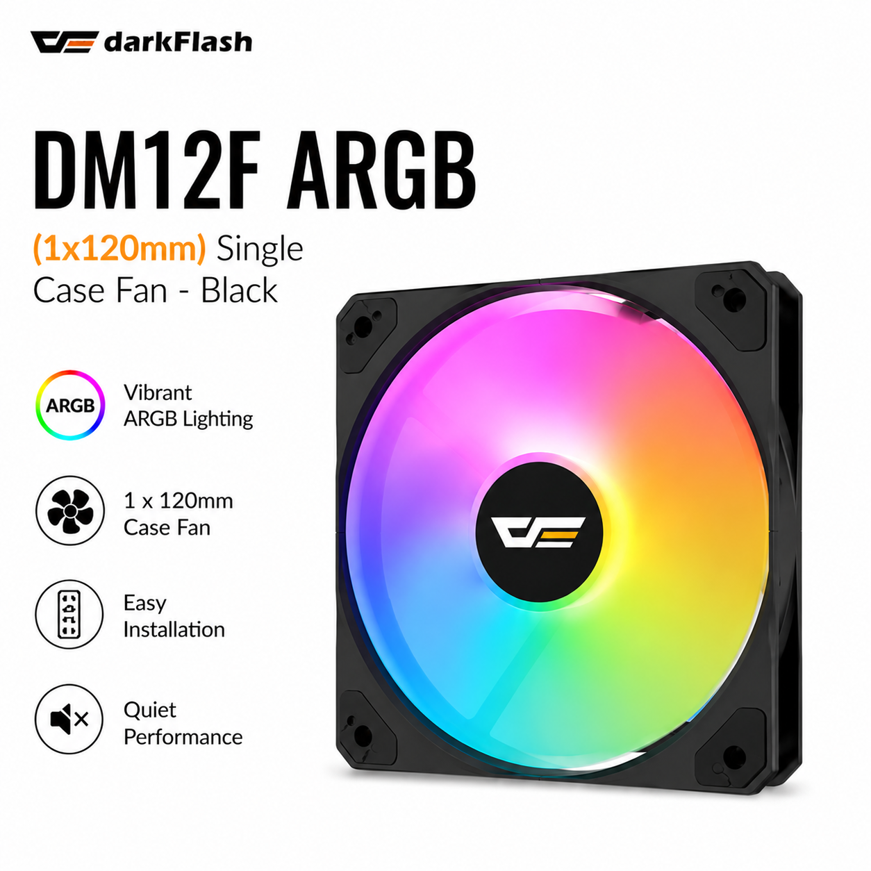 DARKFLASH DM12F ARGB (1x120mm) Single Case Fan black (DM12F-SINGLE-WH)