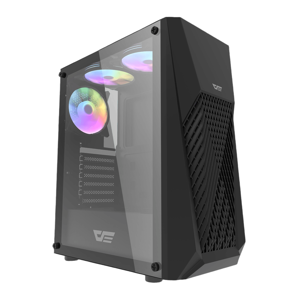 DARKFLASH DK150 Case w/ 3pcs Rainbow Fans - Black