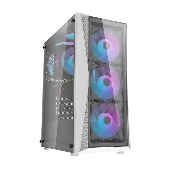 DARKFLASH DK352 PLUS w/ 4pcs aRGB Fans TG Case - white