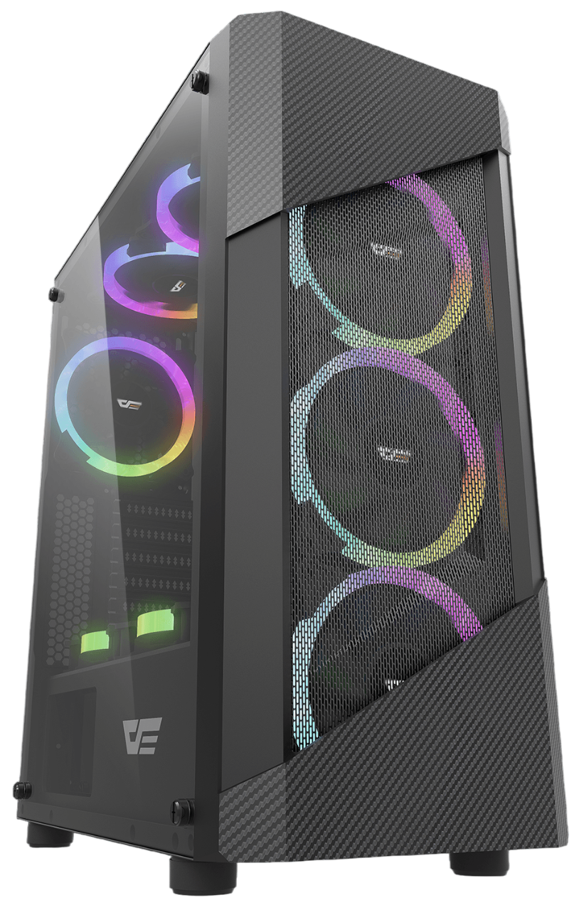 DARKFLASH POLLUX w/ 2pcs 140mm Fainbow Fans - black