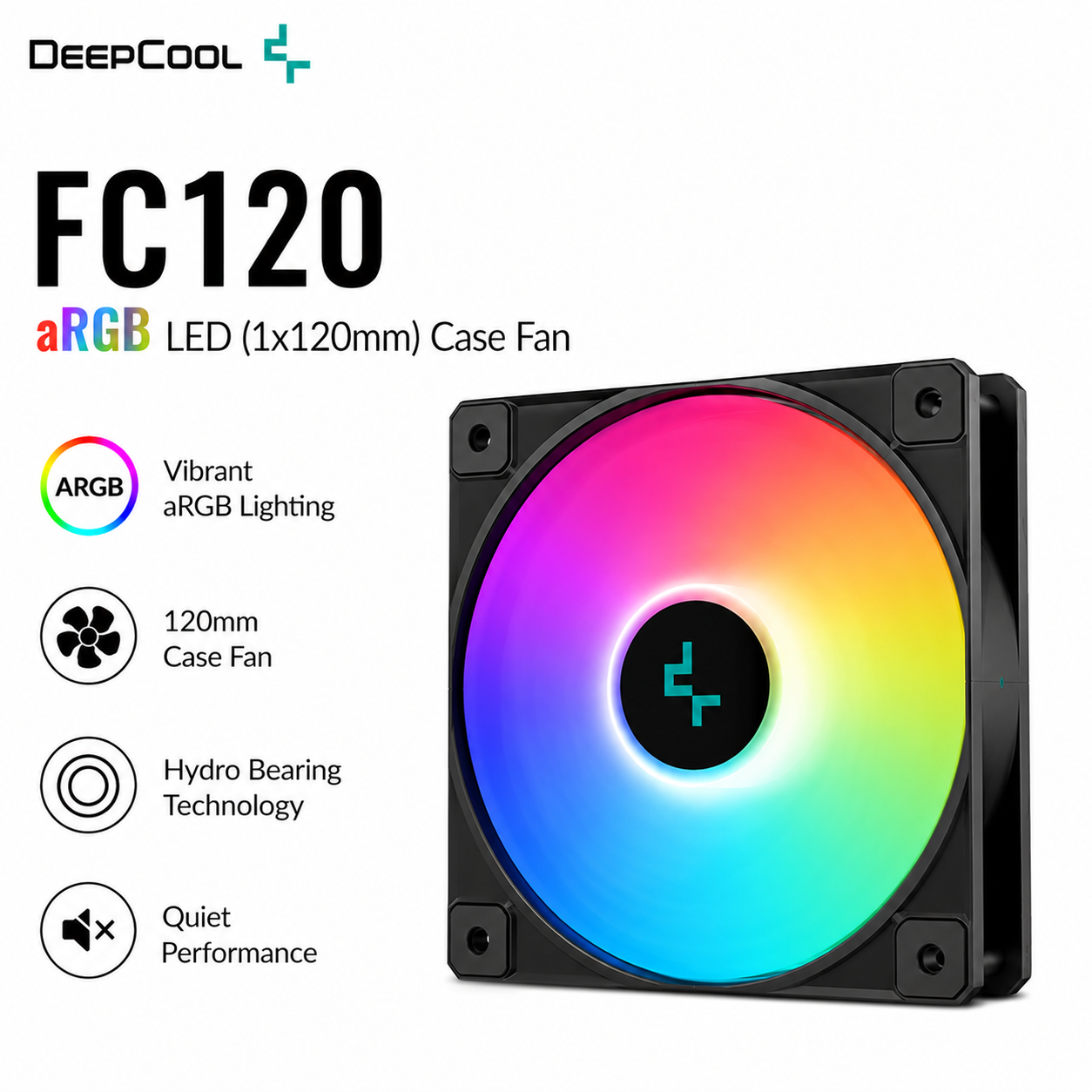 DEEPCOOL FC120 aRGB LED (1x120mm) Case Fan (R-FC120-BKAMN1-G-1)