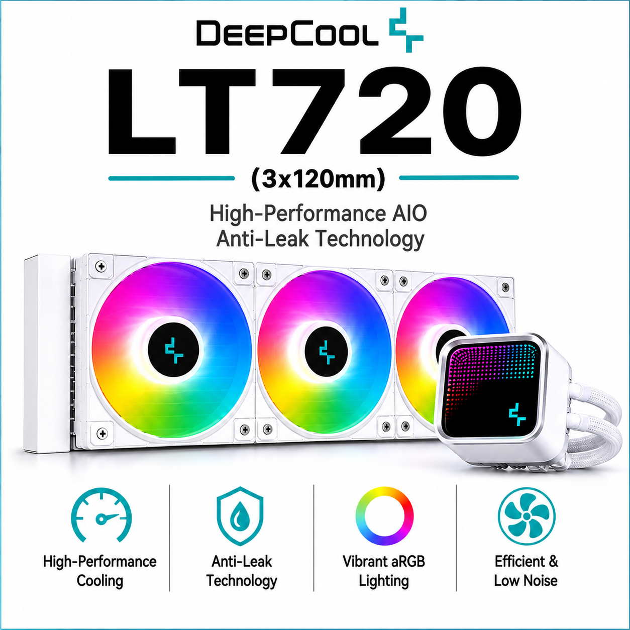 DEEPCOOL LT720 (3x120mm) High-Performance AIO Anti-Leak Technology - White (R-LT720-WHAMNF-G-1)