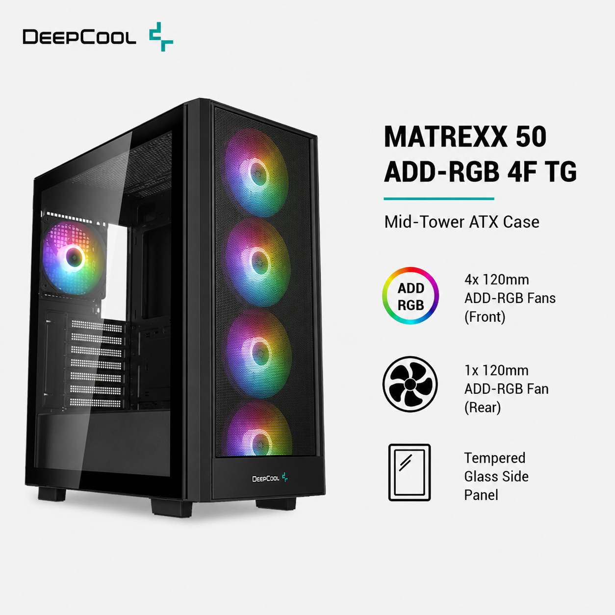 DEEPCOOL Matrexx 50 ADD-RGB 4F TG Case - black (MATREXX50-4F)