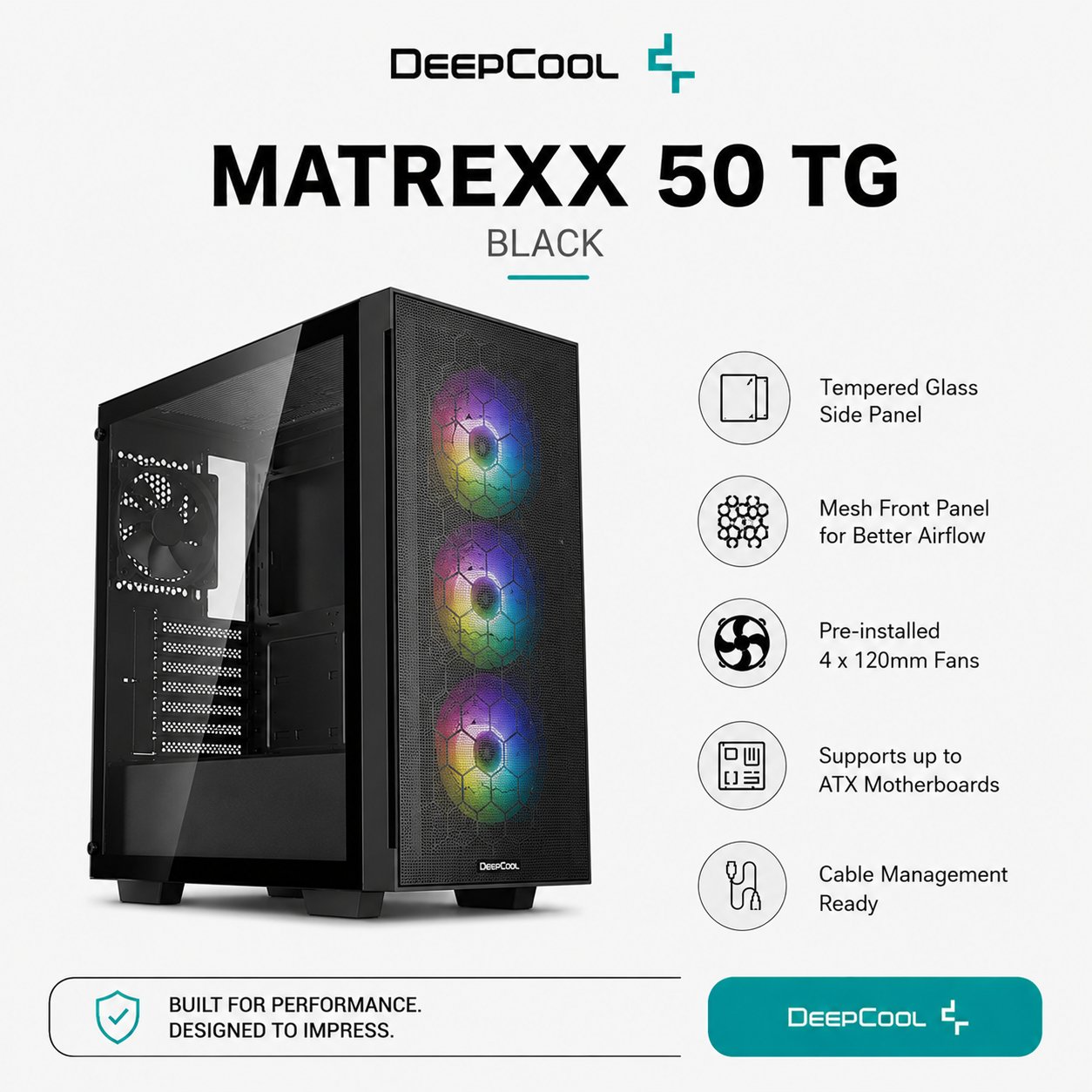 DEEPCOOL Matrexx 50 TG Case - black (MATREXX50)