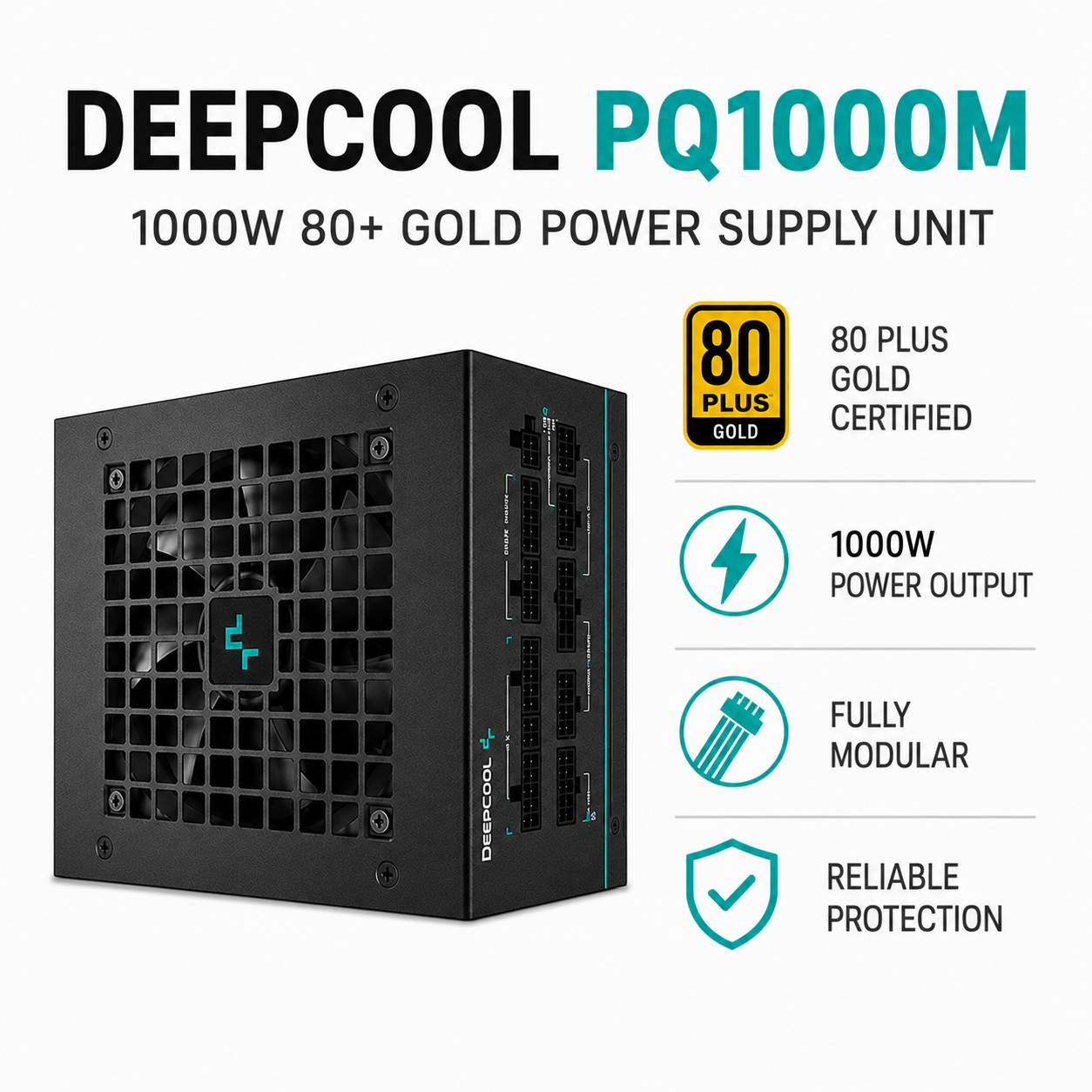 DEEPCOOL PQ1000M - 1000W 80+ Gold (Fully Modular) (PQ1000M)