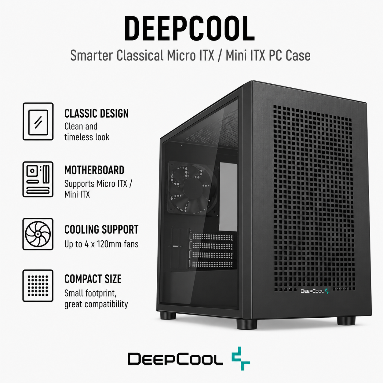 DEEPCOOL Smarter Classical Micro ITX / Mini ITX PC Case - black (SMATRE)