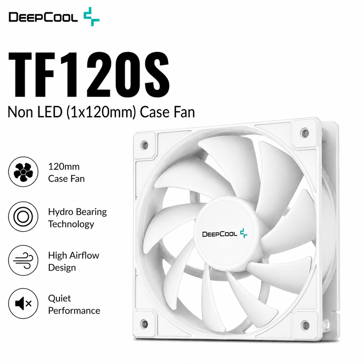 DEEPCOOL TF120S Non LED (1x120mm) Case Fan - white (DP-GS-H12FDB-TF120S-WH)