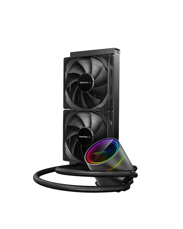 DEEPCOOL Castle 240EX A-RGB w/Anti-Leak Tech Liquid Cooler (2x120mm CF120 aRGB Fans) - black