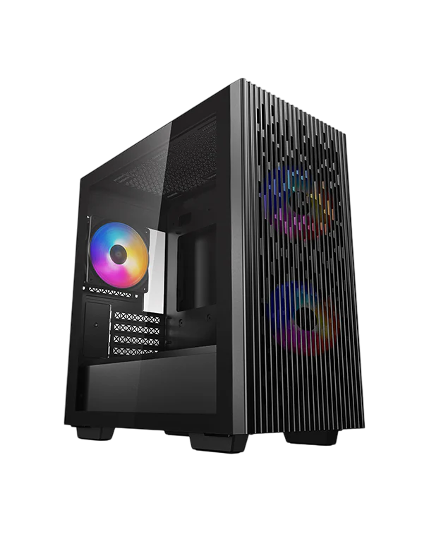 DEEPCOOL Matrexx 40 3FS MATX TG PC Case (3x(1x120mm) Tricolor LED Fans included) - black