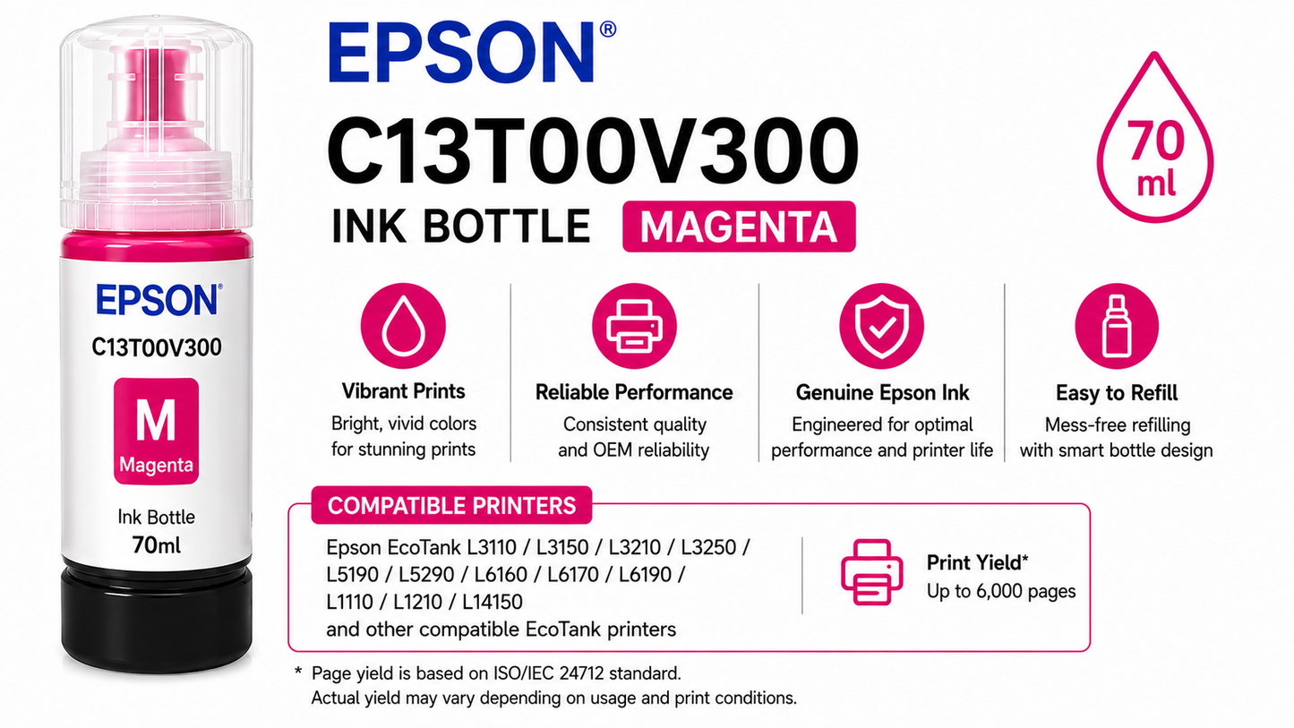 Epson C13T00V300 INK BOTTLE MAGENTA (C13T00V300)