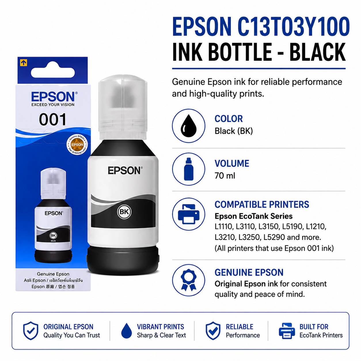 Epson C13T03Y100 INK BOTTLE BLACK (C13T03Y100)
