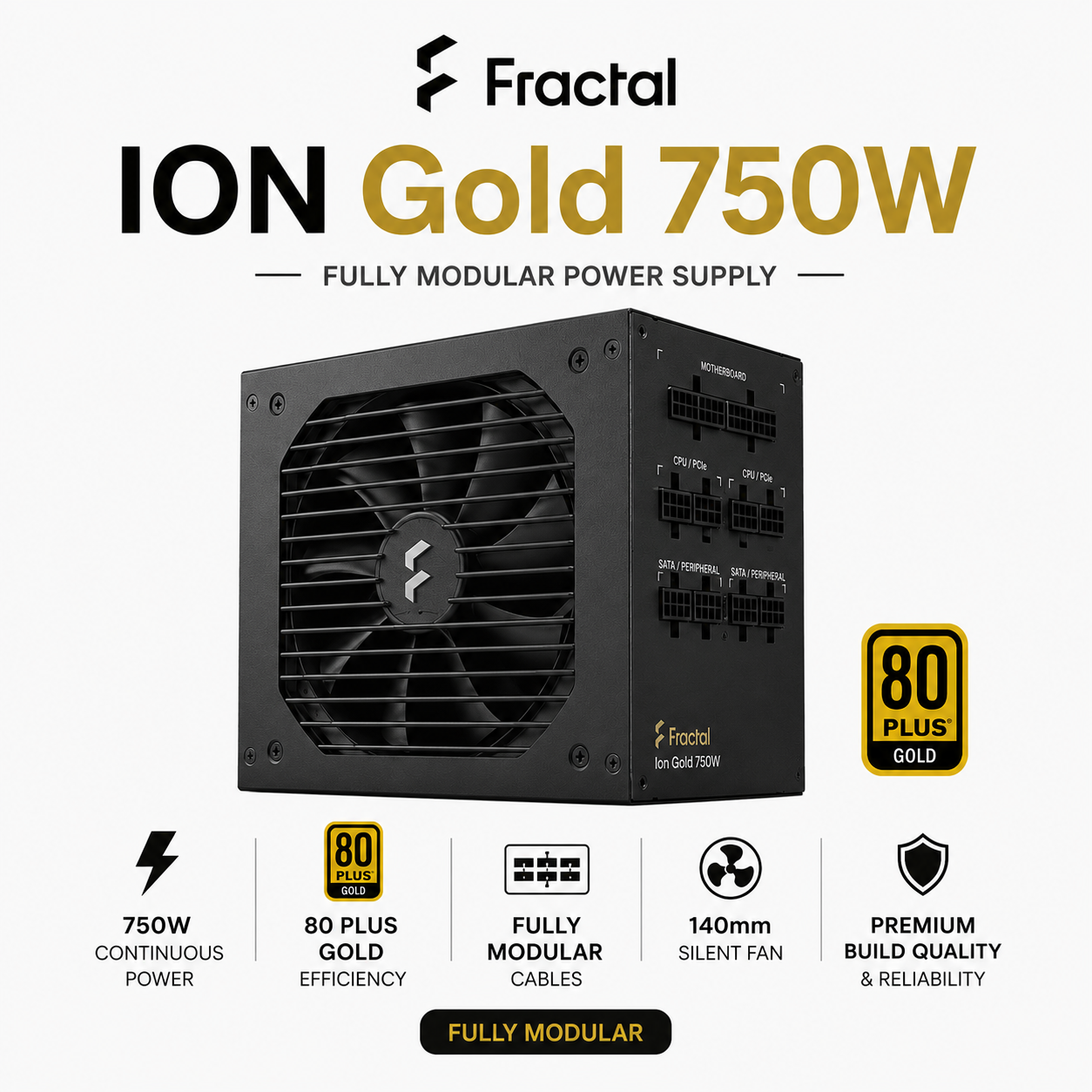 FRACTAL ION Gold 750W (Fully Modular) PSU (FD-P-IA2G-750)