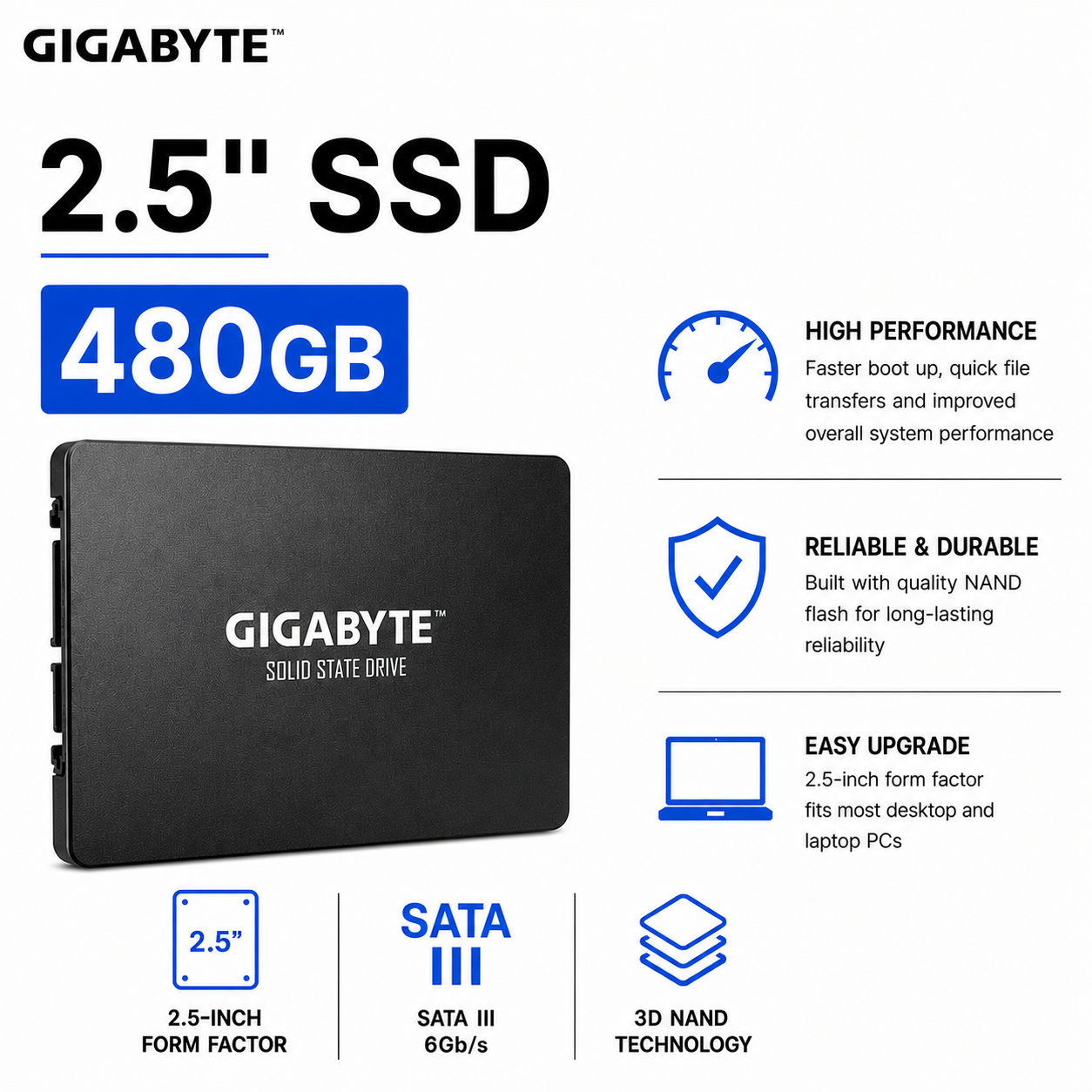GIGABYTE 2.5" SSD 480GB (GP-GSTFS31480GNTD)