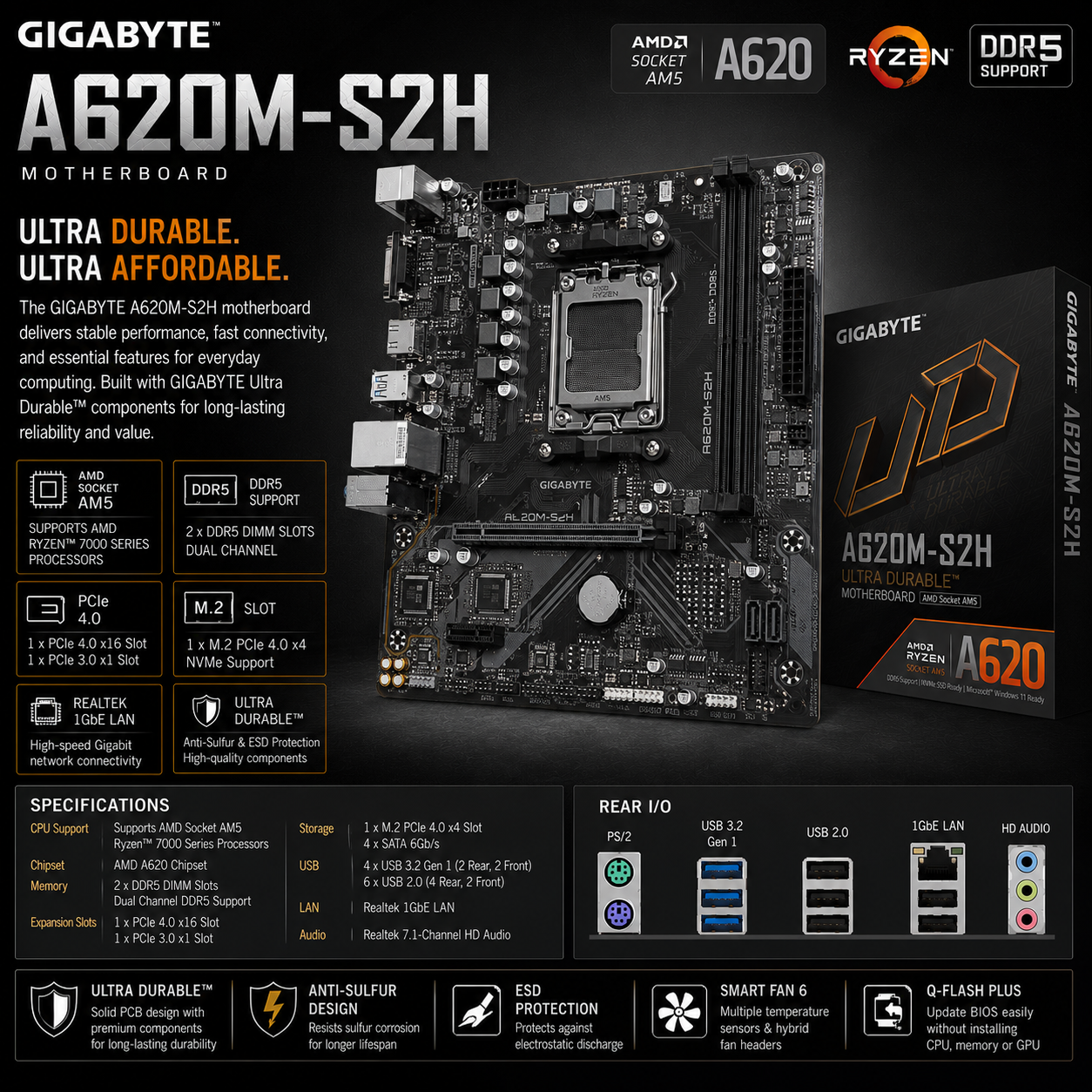 GIGABYTE A620M-S2H (A620M-S2H)