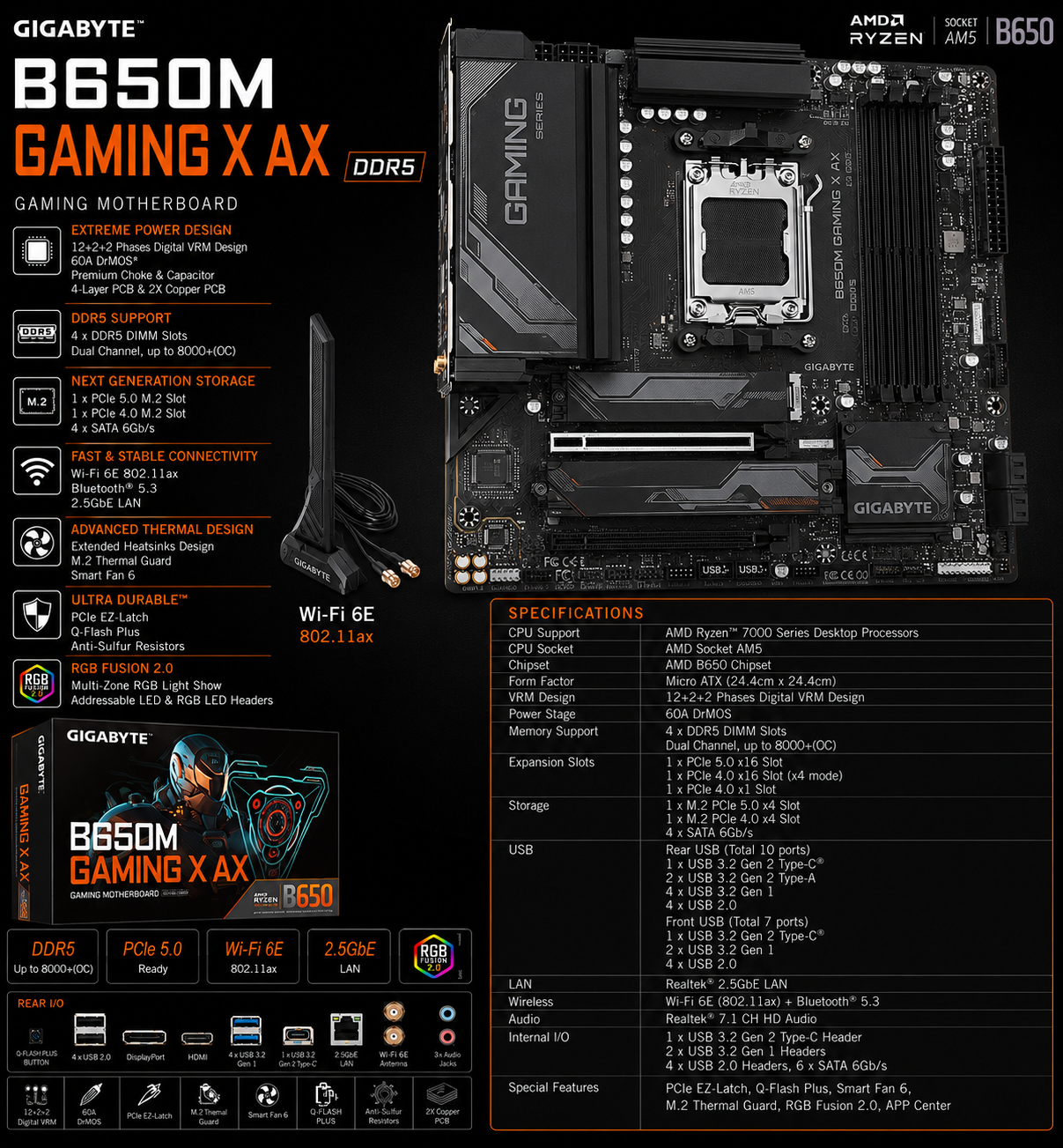 GIGABYTE B650M GAMING X AX DDR5 (B650M-GAMING-X-AX)
