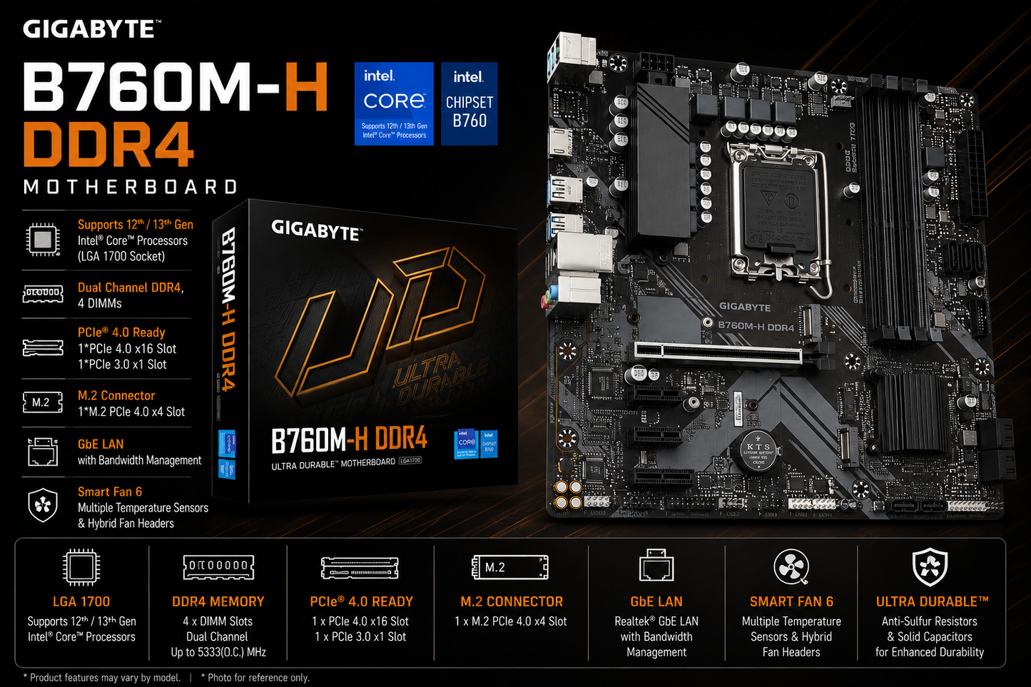 GIGABYTE B760M-H DDR4 MOTHERBOARD (B760M-H-DDR4)