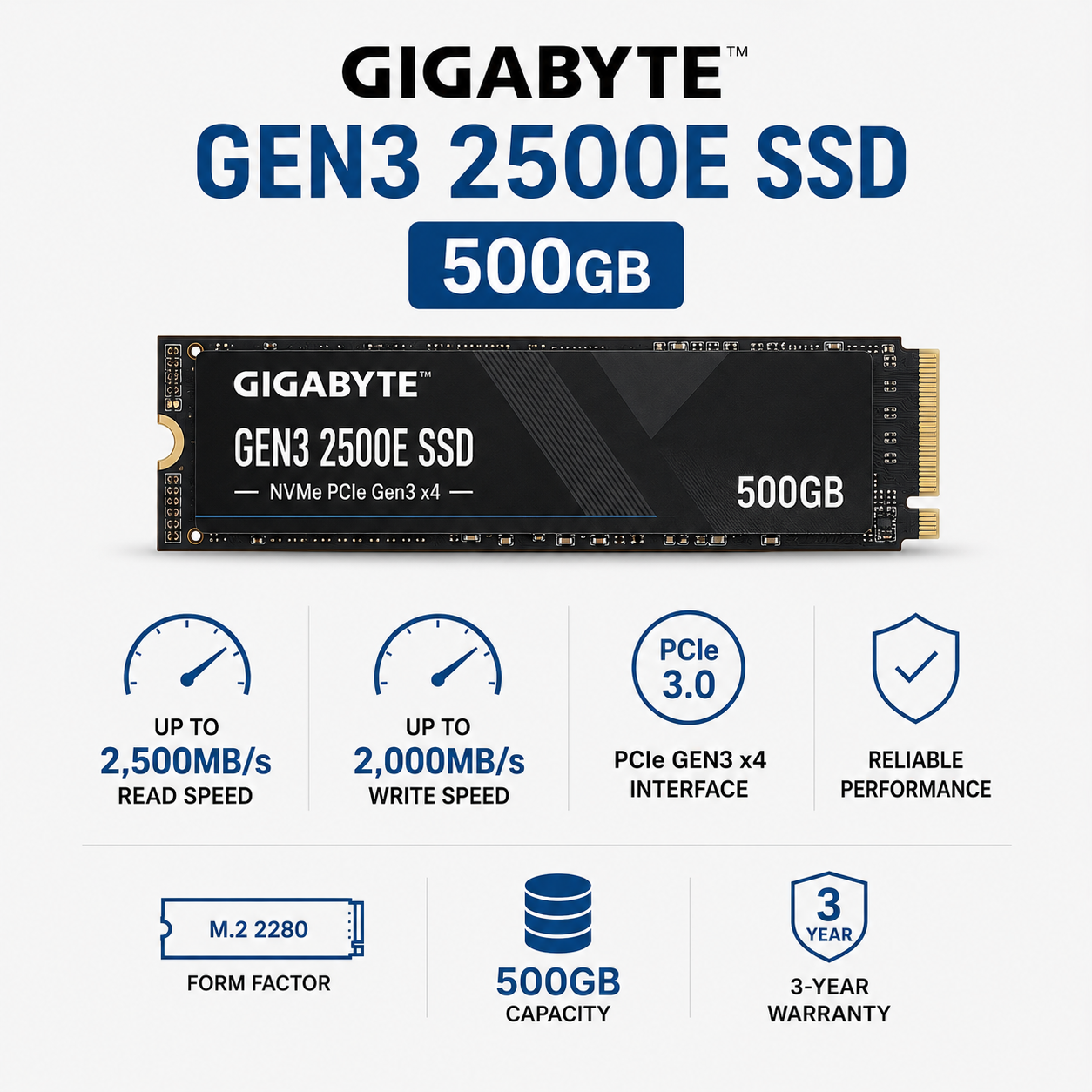 GIGABYTE GEN3 2500E SSD 500GB (GP-G325E500G)