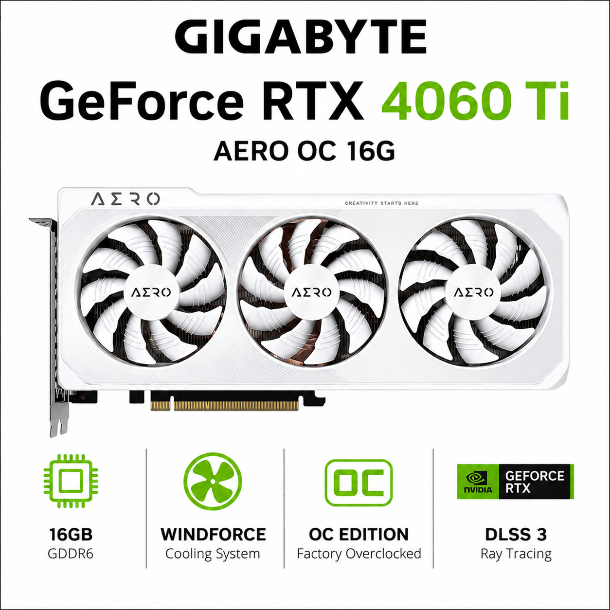 GIGABYTE GeForce RTX 4060 TI AERO OC 16G (GV-N406TAERO-OC-16GD)