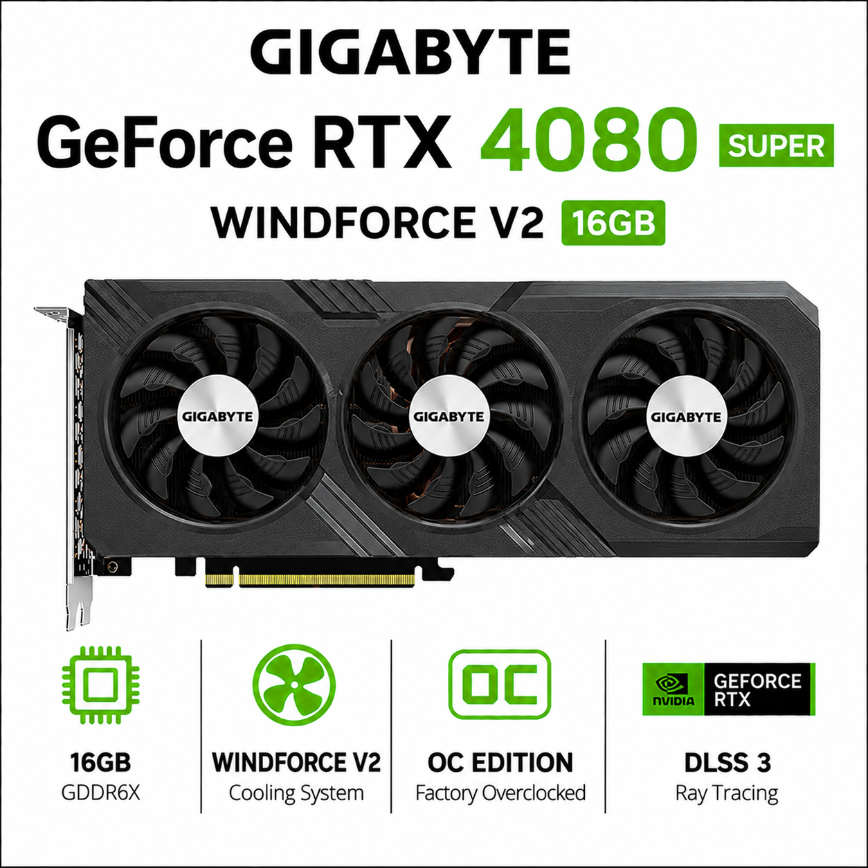 GIGABYTE GeForce RTX 4080 SUPER WINDFORCE V2 16GB (GV-N408SWF3V2-16GD)