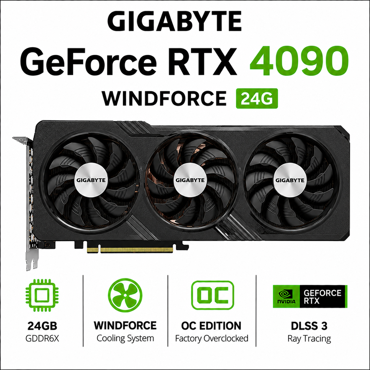 GIGABYTE GeForce RTX 4090 WINDFORCE 24G (GV-N4090WF3-24GD)