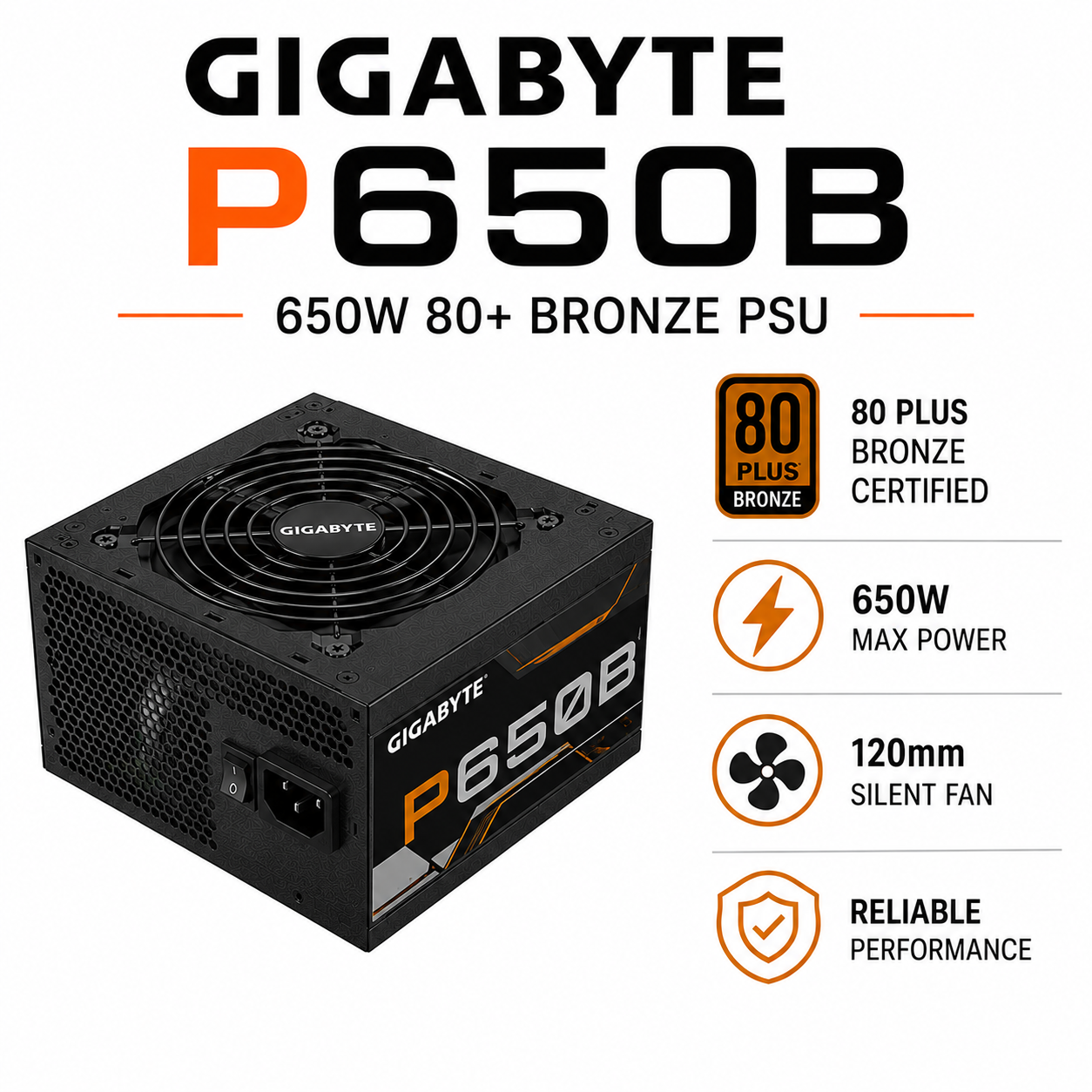GIGABYTE P650B 650W 80+ Bronze PSU (GP-P650B)