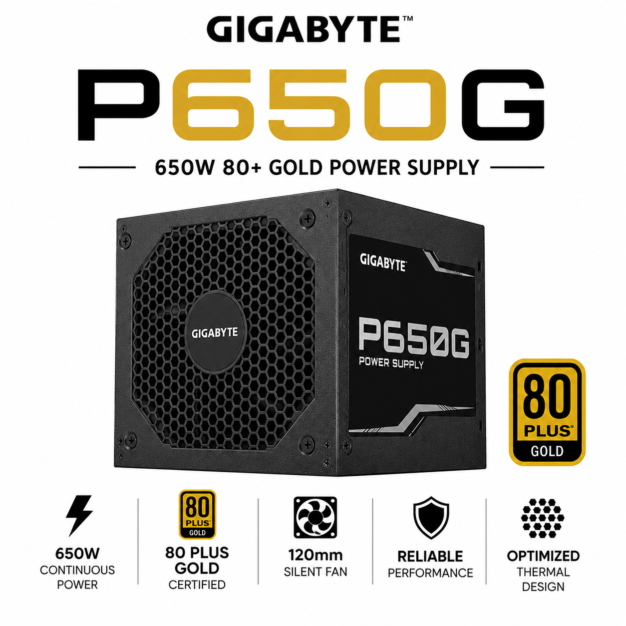 GIGABYTE P650G 650W 80+ GOLD PSU (GP-P650G)