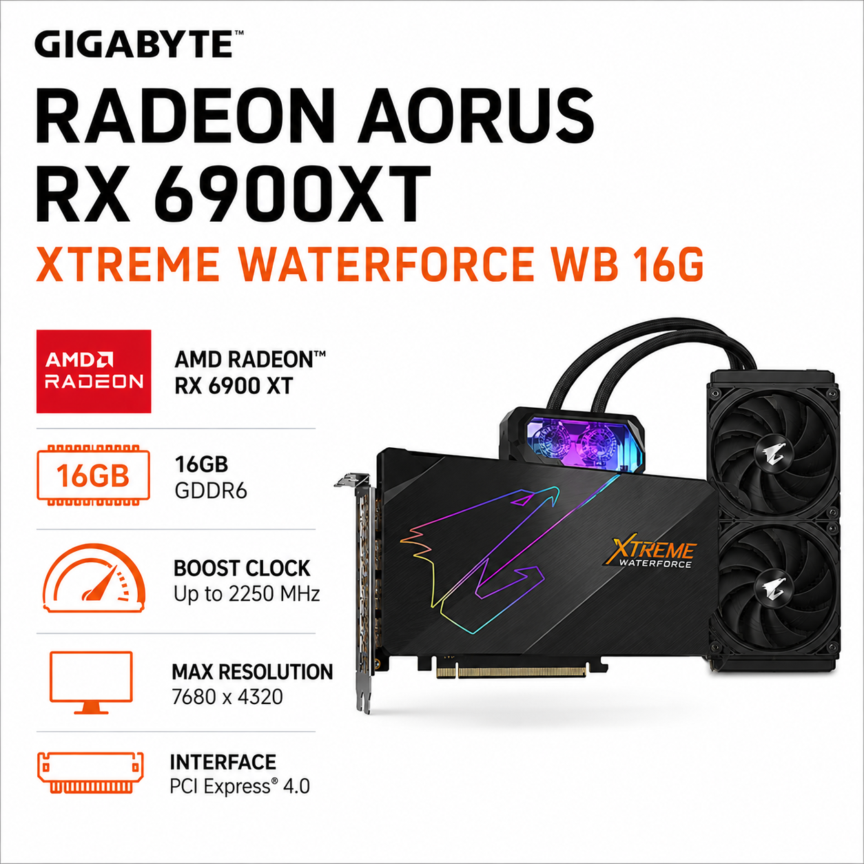 GIGABYTE RADEON AORUS RX 6900XT XTREME WATERFORCE WB 16G (GV-R69XTAORUSX-WB-16GD)