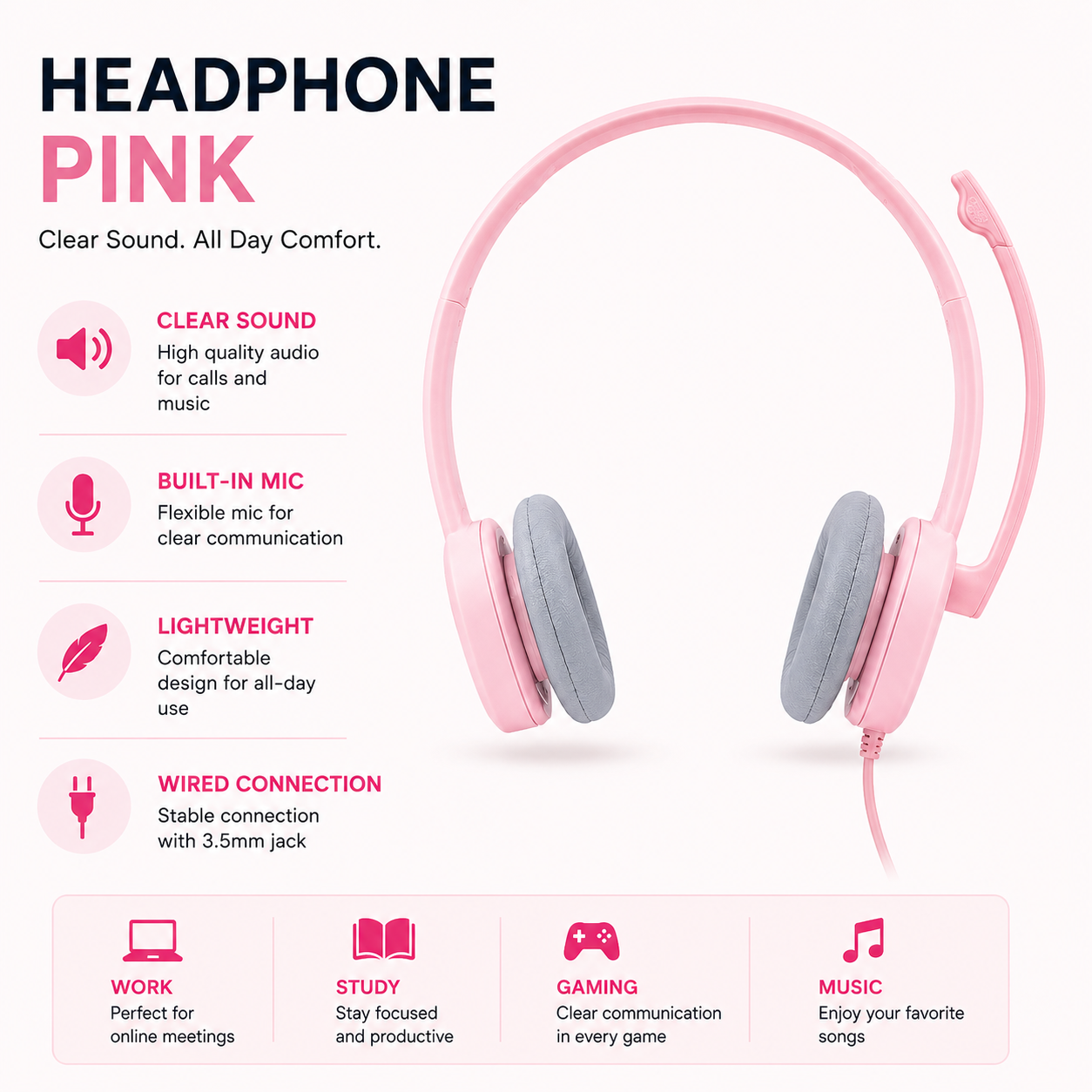 Headphone Pink (HP-PNK-001)