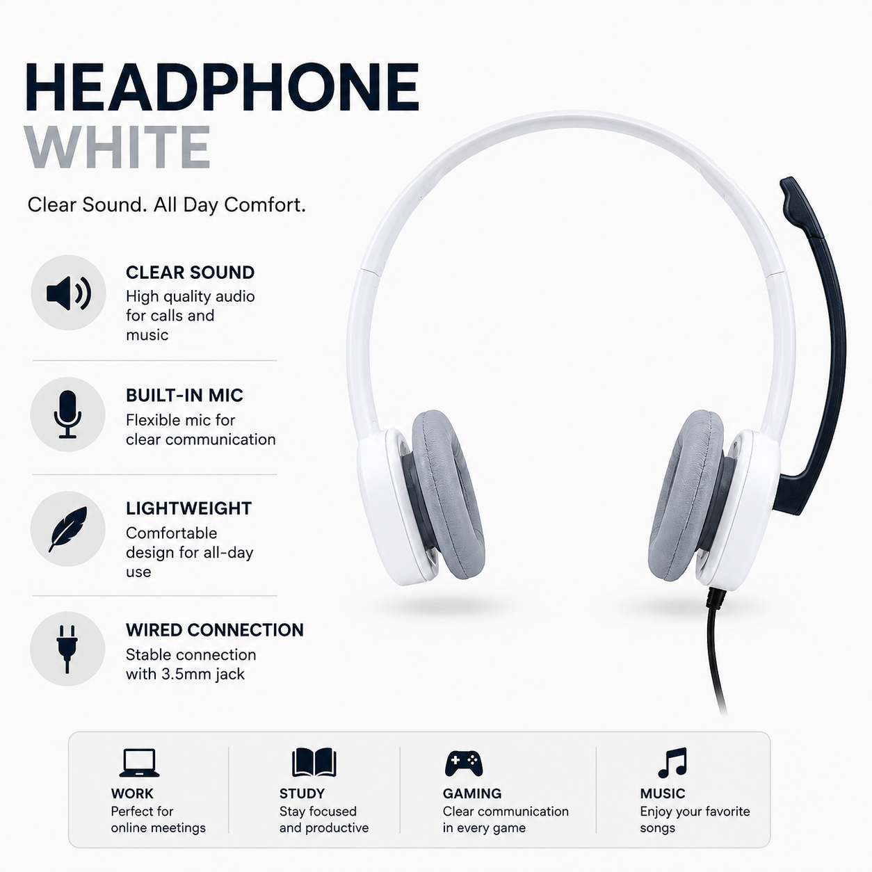 Headphone White (HP-WHT-001)