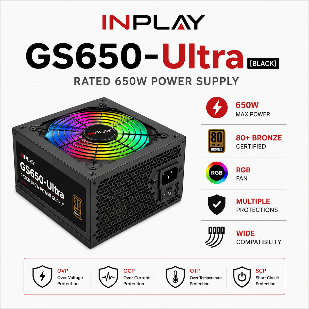 Inplay GS650 Ultra 650W RGB Bronze Power Supply