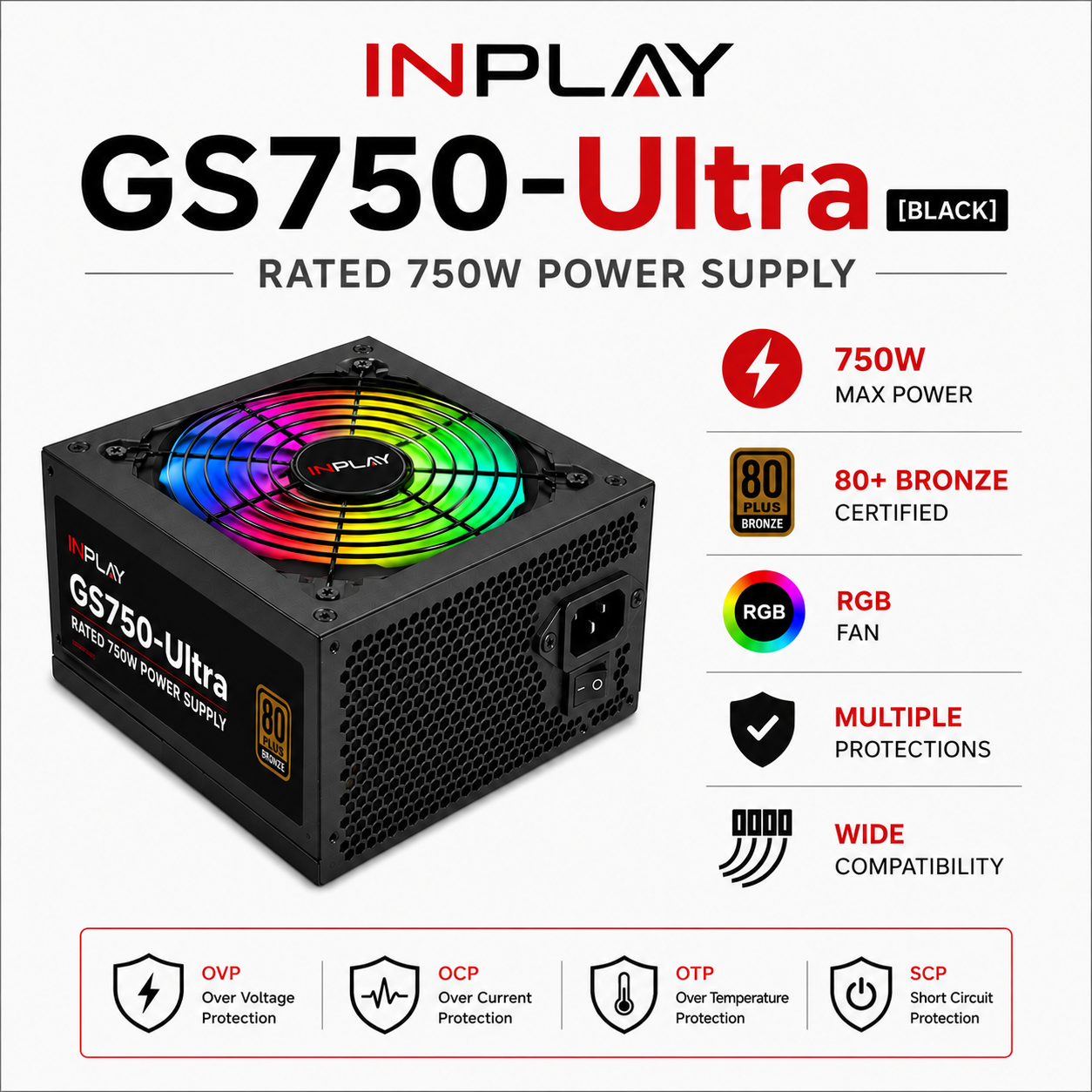 Inplay GS750 Ultra 750W RGB Bronze Power Supply