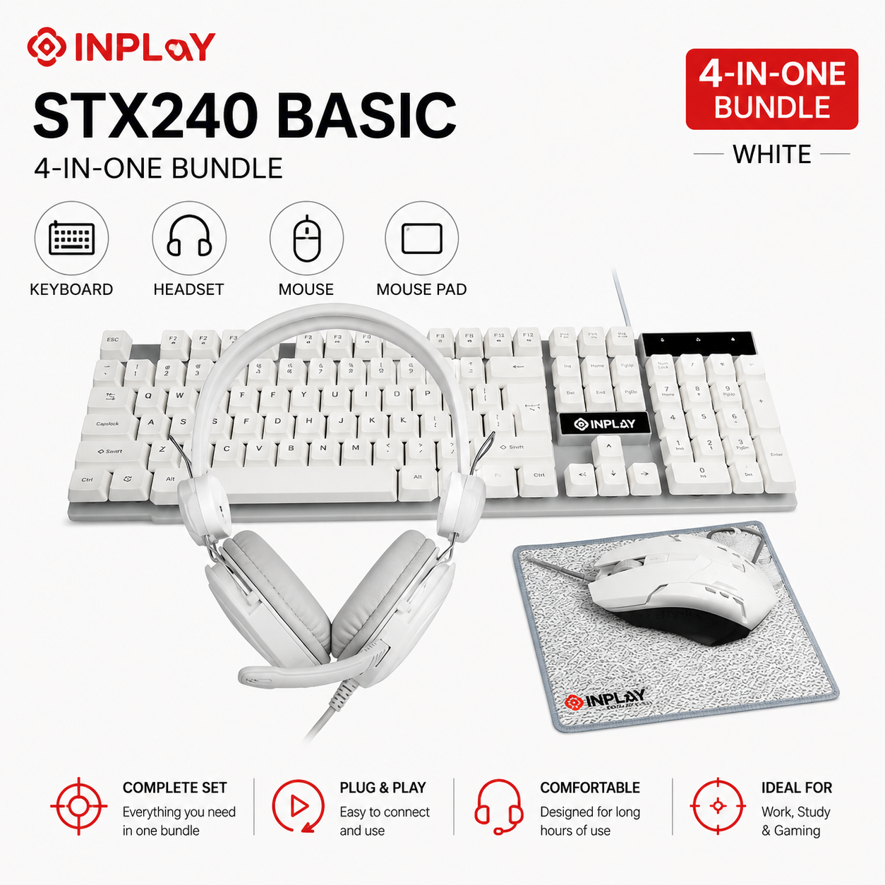 Inplay STX240 Basic 4-in-one Bundle White (STX240-WHITE)