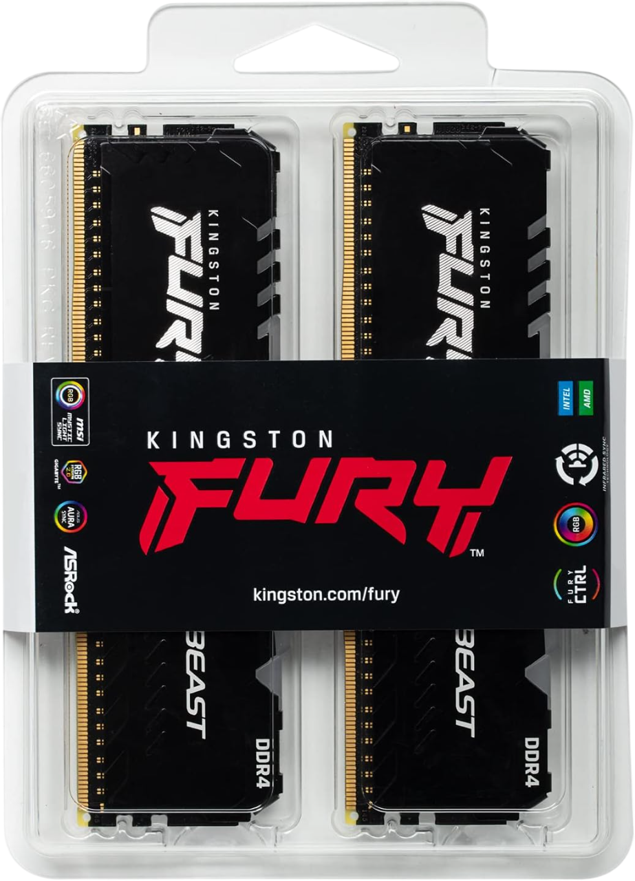 KINGSTON 32GB 3200MT/s DDR4 CL16 DIMM (Kit of 2) 1Gx8 FURY Beast RGB