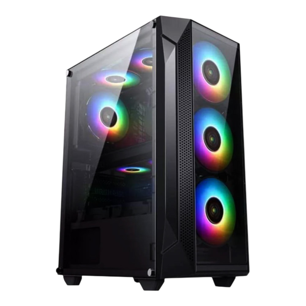 Keytech T1000 Tempered Glass Mid Atx Computer Case Black